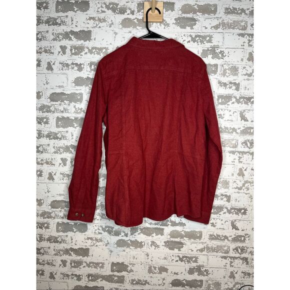 Woolrich | women 100% cotton red button down ruby heather - Picture 9 of 9